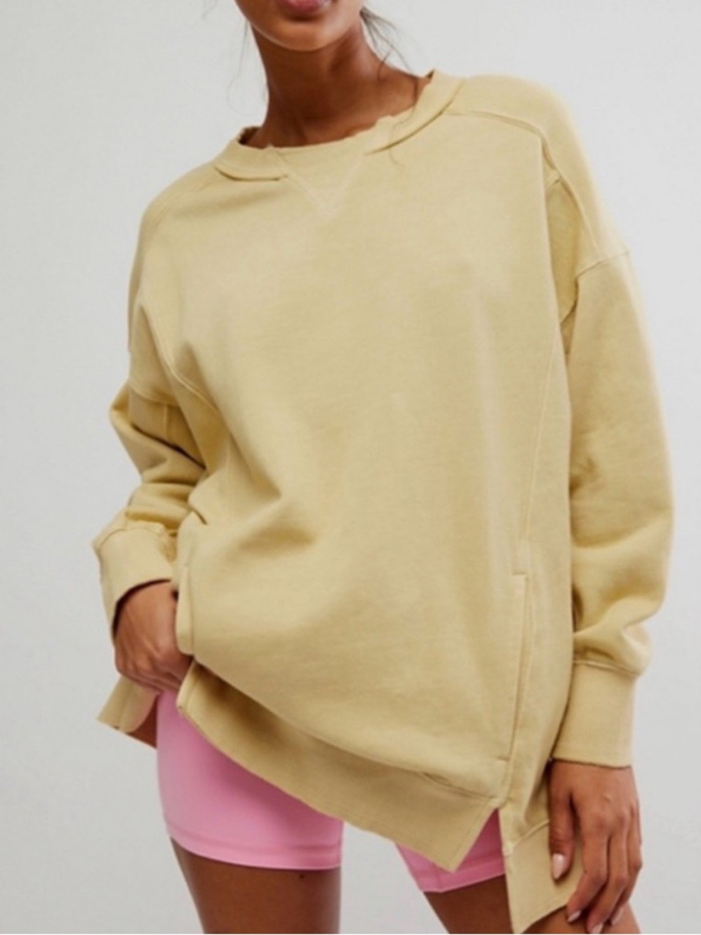 Free People Movement Intercept Tunic Sweatshirt Oatmilk Size M